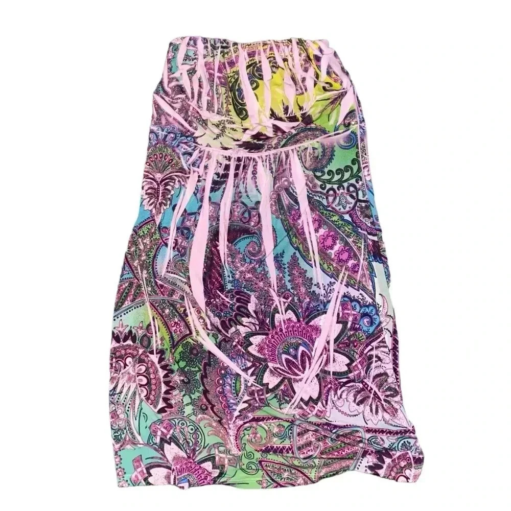 Believe Sublimination Tube Top Sundress Mini Dress sz S